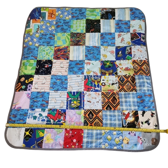 HANDMADE Patchwork Baby Crib Quilt Blanket - Approx. 34 x 38 inches - Picture 9 of 10